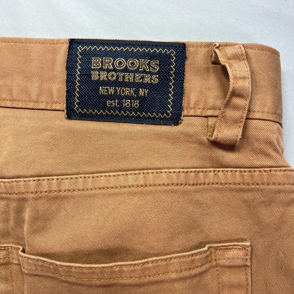 Brooks Brothers Chino Pants Mens 33x30 Slim Fit Brown Flat Front Travel Stretch - Picture 7 of 11
